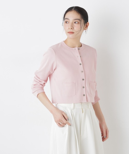 NANO universe（ナノユニバース）の「強撚コットンコンパクトカーディガン（カーディガン/ボレロ・レディース・ホワイト/ネイビー/ライトピンク・FREE）」の5枚目の写真