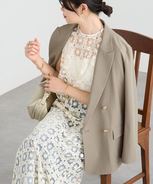 RIVE DROITE（リヴドロワ）の「【着映え】レイヤードレースワンピース（ワンピース・レディース・ブラック/アイボリー・FREE）」の7枚目の写真