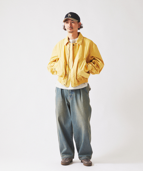 JOURNAL STANDARD relume（ジャーナルスタンダード　レリューム）の「ガーメントダイ カラー フライトジャケット（ミリタリージャケット・メンズ・イエロー/グレー/ダークパープル/モスグリーン・MEDIUM/LARGE）」の8枚目の写真