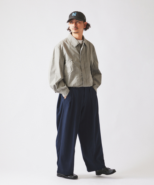 JOURNAL STANDARD relume（ジャーナルスタンダード　レリューム）の「ガーメントダイ カラー フライトジャケット（ミリタリージャケット・メンズ・イエロー/グレー/ダークパープル/モスグリーン・MEDIUM/LARGE）」の10枚目の写真