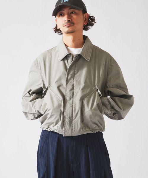 JOURNAL STANDARD relume（ジャーナルスタンダード　レリューム）の「ガーメントダイ カラー フライトジャケット（ミリタリージャケット・メンズ・イエロー/グレー/ダークパープル/モスグリーン・MEDIUM/LARGE）」の11枚目の写真