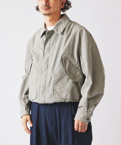 JOURNAL STANDARD relume（ジャーナルスタンダード　レリューム）の「ガーメントダイ カラー フライトジャケット（ミリタリージャケット・メンズ・イエロー/グレー/ダークパープル/モスグリーン・MEDIUM/LARGE）」の12枚目の写真