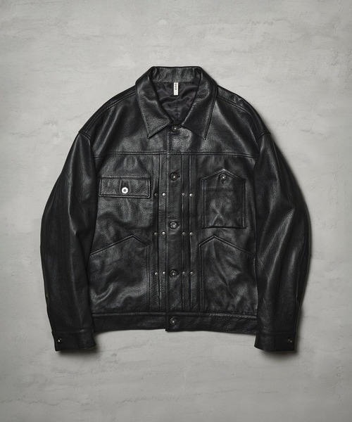 CCU (シーシーユー)の「TRUCKER JACKET GOAT(ブルゾン・メンズ・ブラック・1/2)」の1枚目の写真