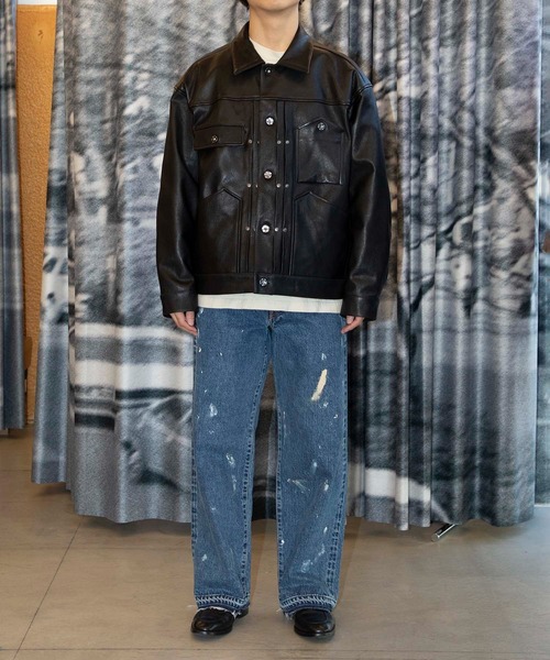 CCU (シーシーユー)の「TRUCKER JACKET GOAT(ブルゾン・メンズ・ブラック・1/2)」の4枚目の写真