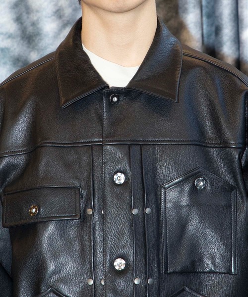 CCU (シーシーユー)の「TRUCKER JACKET GOAT(ブルゾン・メンズ・ブラック・1/2)」の7枚目の写真