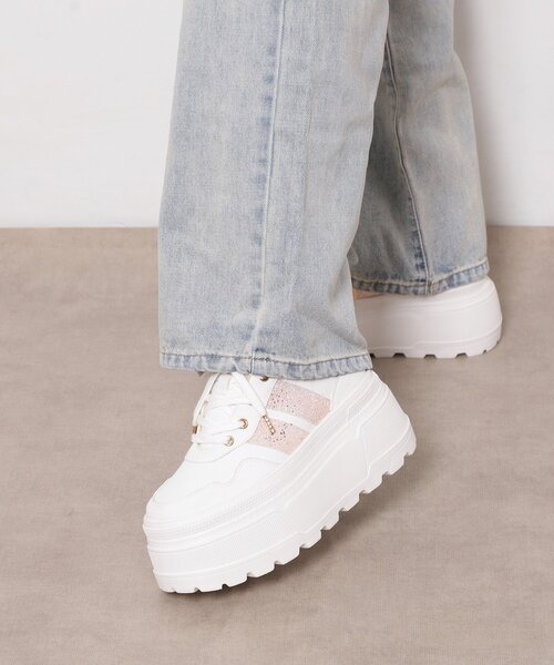 ESPERANZA(エスペランサ)の「ラメライン厚底スニーカー(スニーカー・レディース・ホワイト/ブラック/ピンク系・M/S/LL/L)」の10枚目の写真