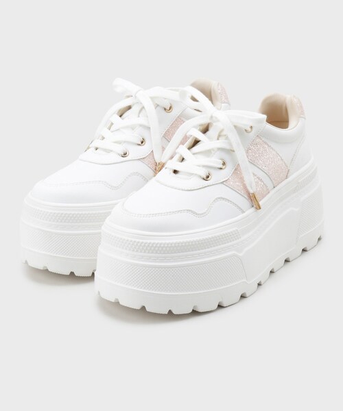 ESPERANZA(エスペランサ)の「ラメライン厚底スニーカー(スニーカー・レディース・ホワイト/ブラック/ピンク系・M/S/LL/L)」の17枚目の写真