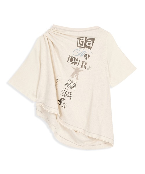 OPEN Yy(オープンワイワイ)の「【OPEN YY】SCOOP NECK PHONETIC TEE(Tシャツ/カットソー・レディース・ブラック/オフホワイト・S)」の6枚目の写真