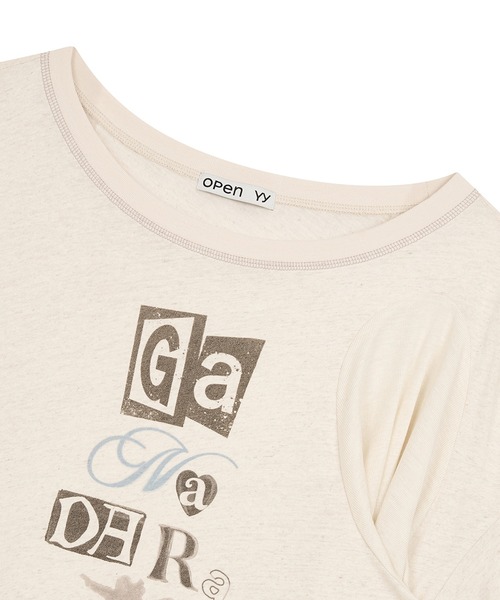 OPEN Yy(オープンワイワイ)の「【OPEN YY】SCOOP NECK PHONETIC TEE(Tシャツ/カットソー・レディース・ブラック/オフホワイト・S)」の7枚目の写真