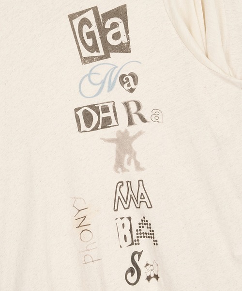 OPEN Yy(オープンワイワイ)の「【OPEN YY】SCOOP NECK PHONETIC TEE(Tシャツ/カットソー・レディース・ブラック/オフホワイト・S)」の11枚目の写真