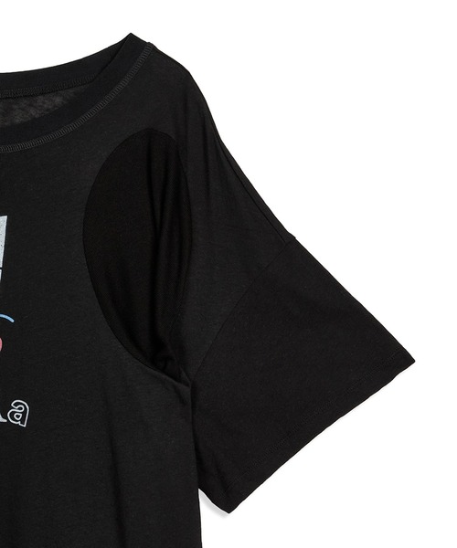 OPEN Yy(オープンワイワイ)の「【OPEN YY】SCOOP NECK PHONETIC TEE(Tシャツ/カットソー・レディース・ブラック/オフホワイト・S)」の15枚目の写真