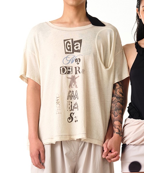 OPEN Yy(オープンワイワイ)の「【OPEN YY】SCOOP NECK PHONETIC TEE(Tシャツ/カットソー・レディース・ブラック/オフホワイト・S)」の20枚目の写真