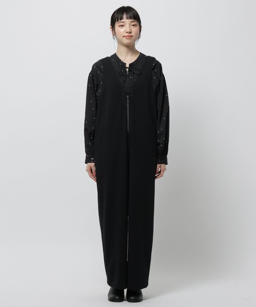 niko and...（ニコアンド）の「洗えるノビノビサロペット（サロペット/オーバーオール・レディース・アイボリー/ブラック・FREE）」の12枚目の写真