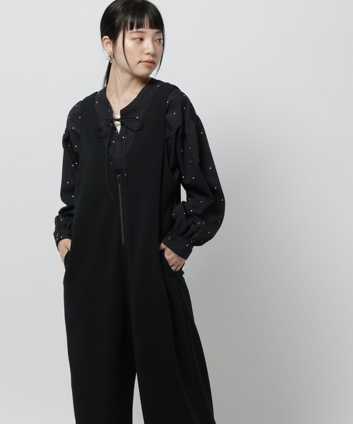 niko and...（ニコアンド）の「洗えるノビノビサロペット（サロペット/オーバーオール・レディース・アイボリー/ブラック・FREE）」の4枚目の写真