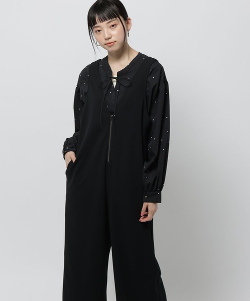 niko and...（ニコアンド）の「洗えるノビノビサロペット（サロペット/オーバーオール・レディース・アイボリー/ブラック・FREE）」の5枚目の写真