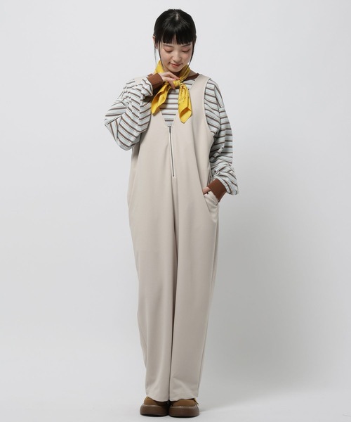 niko and...（ニコアンド）の「洗えるノビノビサロペット（サロペット/オーバーオール・レディース・アイボリー/ブラック・FREE）」の8枚目の写真