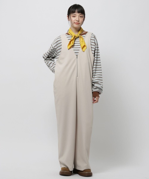 niko and...（ニコアンド）の「洗えるノビノビサロペット（サロペット/オーバーオール・レディース・アイボリー/ブラック・FREE）」の9枚目の写真