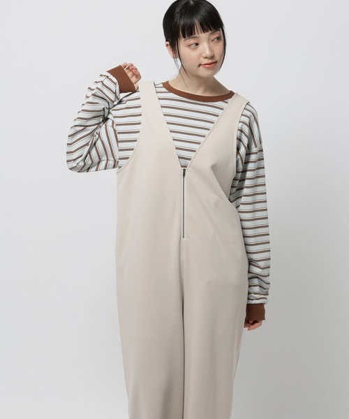 niko and...（ニコアンド）の「洗えるノビノビサロペット（サロペット/オーバーオール・レディース・アイボリー/ブラック・FREE）」の10枚目の写真