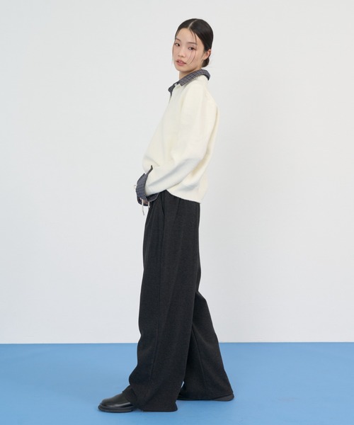 NUJOH(ヌゾ)の「Wide Drawstring Sweat Pants / ワイドドローストリングスウェットパンツ(スウェットパンツ・レディース・ブラック/ナチュラル/ブラウン/チャコールグレー・FREE)」の7枚目の写真