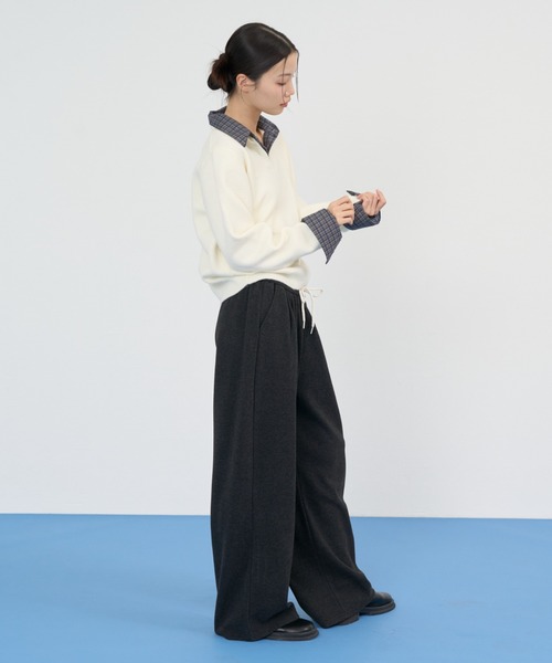 NUJOH(ヌゾ)の「Wide Drawstring Sweat Pants / ワイドドローストリングスウェットパンツ(スウェットパンツ・レディース・ブラック/ナチュラル/ブラウン/チャコールグレー・FREE)」の9枚目の写真