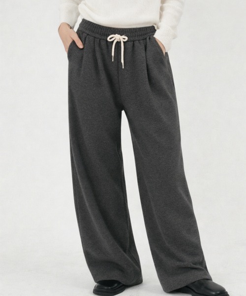 NUJOH(ヌゾ)の「Wide Drawstring Sweat Pants / ワイドドローストリングスウェットパンツ(スウェットパンツ・レディース・ブラック/ナチュラル/ブラウン/チャコールグレー・FREE)」の10枚目の写真