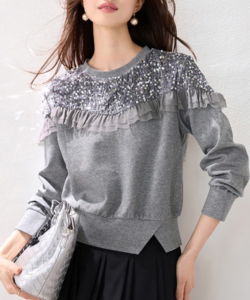 ONEP STAR(ワンピスター)の「装飾入りスウェットトップス(スウェット・レディース・グレー・MEDIUM/LARGE/X-LARGE)」の2枚目の写真