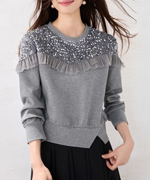 ONEP STAR(ワンピスター)の「装飾入りスウェットトップス(スウェット・レディース・グレー・MEDIUM/LARGE/X-LARGE)」の3枚目の写真