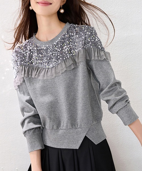 ONEP STAR(ワンピスター)の「装飾入りスウェットトップス(スウェット・レディース・グレー・MEDIUM/LARGE/X-LARGE)」の4枚目の写真