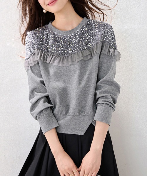 ONEP STAR(ワンピスター)の「装飾入りスウェットトップス(スウェット・レディース・グレー・MEDIUM/LARGE/X-LARGE)」の5枚目の写真