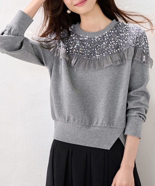 ONEP STAR(ワンピスター)の「装飾入りスウェットトップス(スウェット・レディース・グレー・MEDIUM/LARGE/X-LARGE)」の6枚目の写真