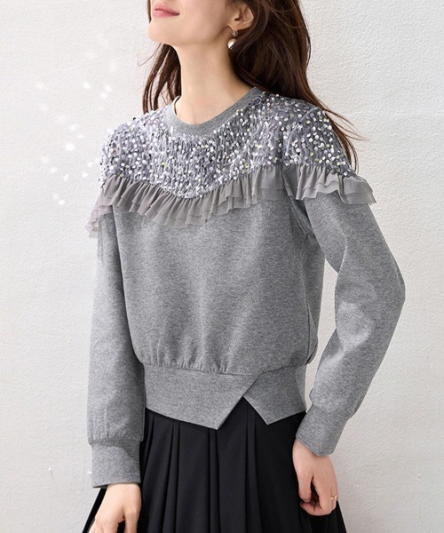 ONEP STAR(ワンピスター)の「装飾入りスウェットトップス(スウェット・レディース・グレー・MEDIUM/LARGE/X-LARGE)」の7枚目の写真