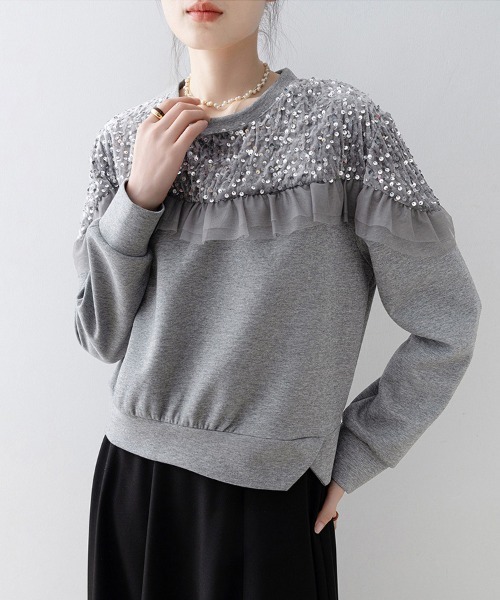 ONEP STAR(ワンピスター)の「装飾入りスウェットトップス(スウェット・レディース・グレー・MEDIUM/LARGE/X-LARGE)」の8枚目の写真