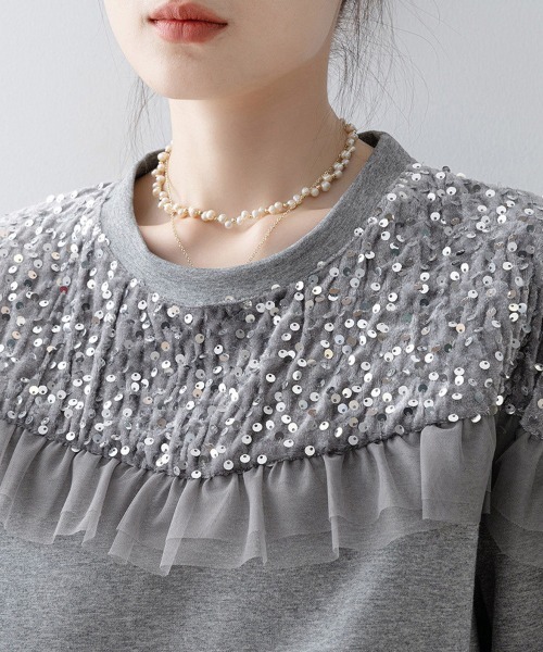 ONEP STAR(ワンピスター)の「装飾入りスウェットトップス(スウェット・レディース・グレー・MEDIUM/LARGE/X-LARGE)」の11枚目の写真