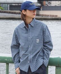 【FFEIN(フェイン)】アソートワンポイントラウンド長袖チェックシャツ / シャツ レギュラーカラー 長袖 ワンポイント 刺繍 レイヤード ポケット