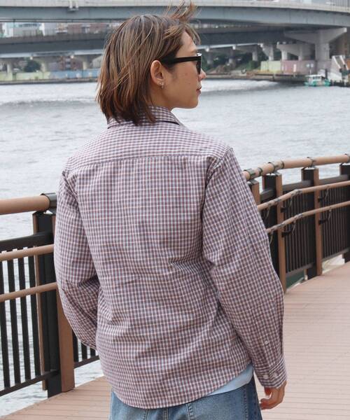 FFEIN(フェイン)の「【FFEIN(フェイン)】アソートワンポイントラウンド長袖チェックシャツ / シャツ レギュラーカラー 長袖 ワンポイント 刺繍 レイヤード ポケット(シャツ/ブラウス・メンズ・グリーン/ブルー/ダークオレンジ/ダークネイビー/レッド/パープル・X-SMALL/LARGE/MEDIUM/SMALL)」の10枚目の写真
