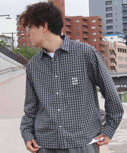 FFEIN(フェイン)の「【FFEIN(フェイン)】アソートワンポイントラウンド長袖チェックシャツ / シャツ レギュラーカラー 長袖 ワンポイント 刺繍 レイヤード ポケット(シャツ/ブラウス・メンズ・グリーン/ブルー/ダークオレンジ/ダークネイビー/レッド/パープル・X-SMALL/LARGE/MEDIUM/SMALL)」の12枚目の写真