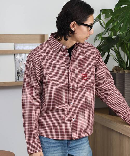 FFEIN(フェイン)の「【FFEIN(フェイン)】アソートワンポイントラウンド長袖チェックシャツ / シャツ レギュラーカラー 長袖 ワンポイント 刺繍 レイヤード ポケット(シャツ/ブラウス・メンズ・グリーン/ブルー/ダークオレンジ/ダークネイビー/レッド/パープル・X-SMALL/LARGE/MEDIUM/SMALL)」の15枚目の写真