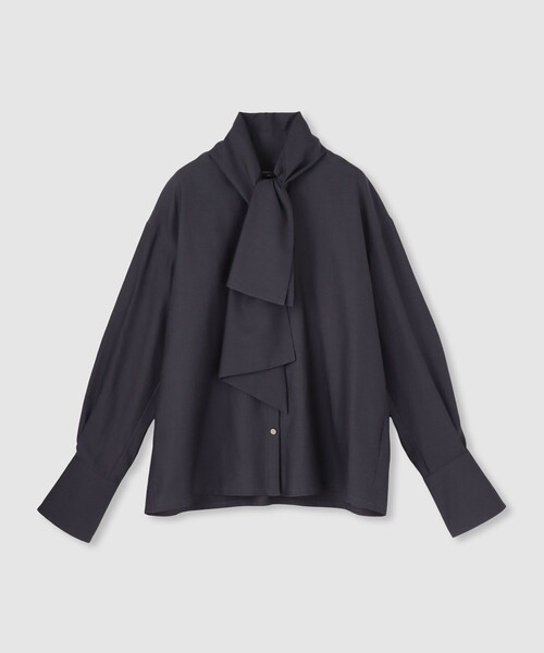 allureville（アルアバイル）の「キュプラコットンビッグタイブラウス（シャツ/ブラウス・レディース・ホワイト/チャコールグレー/サックスブルー・2）」の2枚目の写真