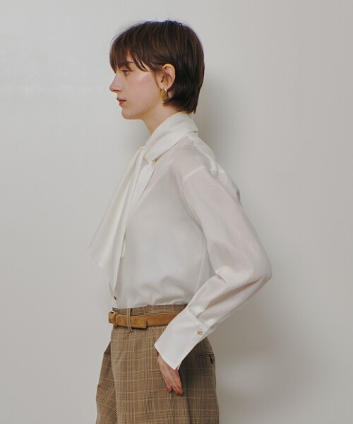 allureville（アルアバイル）の「キュプラコットンビッグタイブラウス（シャツ/ブラウス・レディース・ホワイト/チャコールグレー/サックスブルー・2）」の13枚目の写真