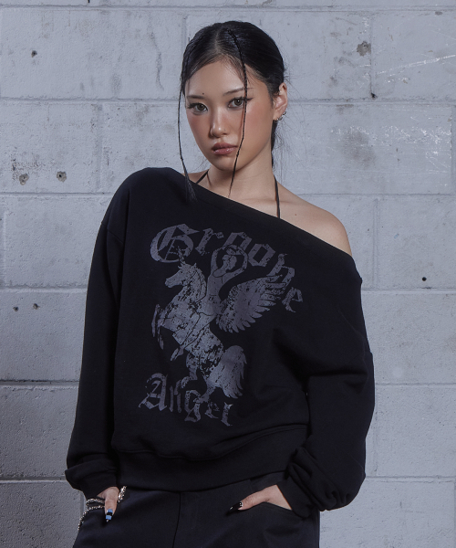 DAUSPICE(ディーオスピス)の「(DUC) GA one-shoulder sweatshirt Black(スウェット・レディース・ブラック・ONE SIZE)」の5枚目の写真
