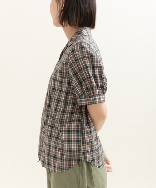CHILD WOMAN(チャイルドウーマン)の「LIBERTY/リバティ タータンチェック 開襟パフスリーブブラウス(シャツ/ブラウス・レディース・グリーン・FREE)」の11枚目の写真