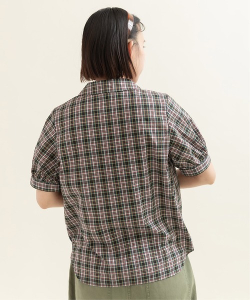 CHILD WOMAN(チャイルドウーマン)の「LIBERTY/リバティ タータンチェック 開襟パフスリーブブラウス(シャツ/ブラウス・レディース・グリーン・FREE)」の13枚目の写真