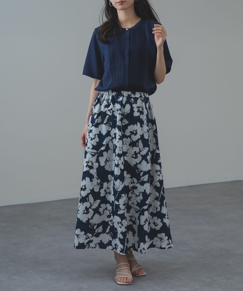 ANNA LUNA(アンナルナ)の「【ANNA LUNA】上品 な 花柄 で 華やぐ 大人 スカート(スカート・レディース・グレー/ネイビー・MEDIUM)」の16枚目の写真