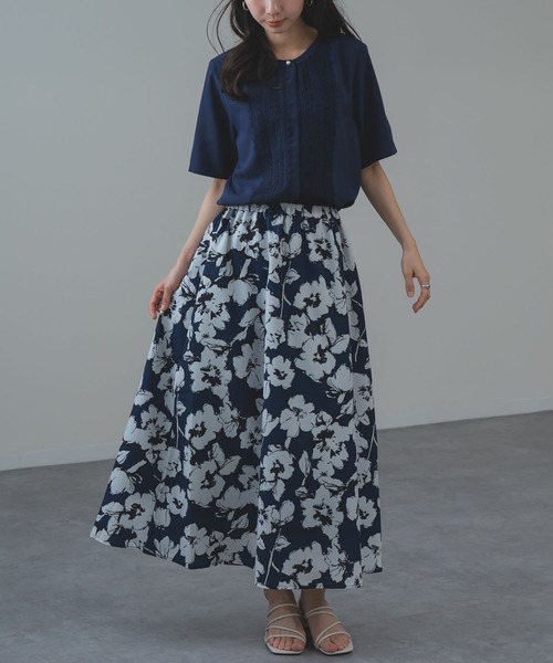ANNA LUNA(アンナルナ)の「【ANNA LUNA】上品 な 花柄 で 華やぐ 大人 スカート(スカート・レディース・グレー/ネイビー・MEDIUM)」の19枚目の写真