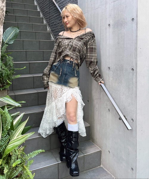 SPIRALGIRL(スパイラルガール)の「フード付きチェックトップス(シャツ/ブラウス・レディース・ブラウン/ブラック/ベージュ・FREE)」の10枚目の写真