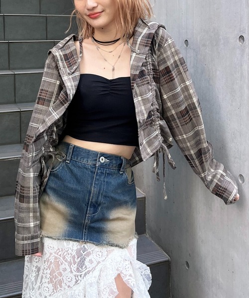 SPIRALGIRL(スパイラルガール)の「フード付きチェックトップス(シャツ/ブラウス・レディース・ブラウン/ブラック/ベージュ・FREE)」の13枚目の写真