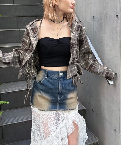 SPIRALGIRL(スパイラルガール)の「フード付きチェックトップス(シャツ/ブラウス・レディース・ブラウン/ブラック/ベージュ・FREE)」の14枚目の写真