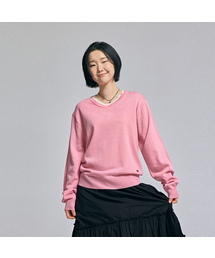 クラシックレイヤードVネックニットライトピンク