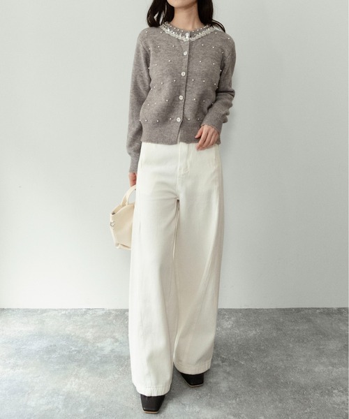 on:nue（オンニュ）の「【on:nue】[着用動画あり！] サイドパネルセミワイドパンツ/2026 SS COLLECTION（その他パンツ・レディース・アイボリー/ベージュ・LARGE/MEDIUM）」の9枚目の写真