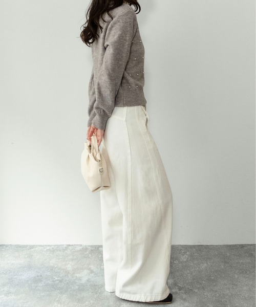 on:nue（オンニュ）の「【on:nue】[着用動画あり！] サイドパネルセミワイドパンツ/2026 SS COLLECTION（その他パンツ・レディース・アイボリー/ベージュ・LARGE/MEDIUM）」の10枚目の写真